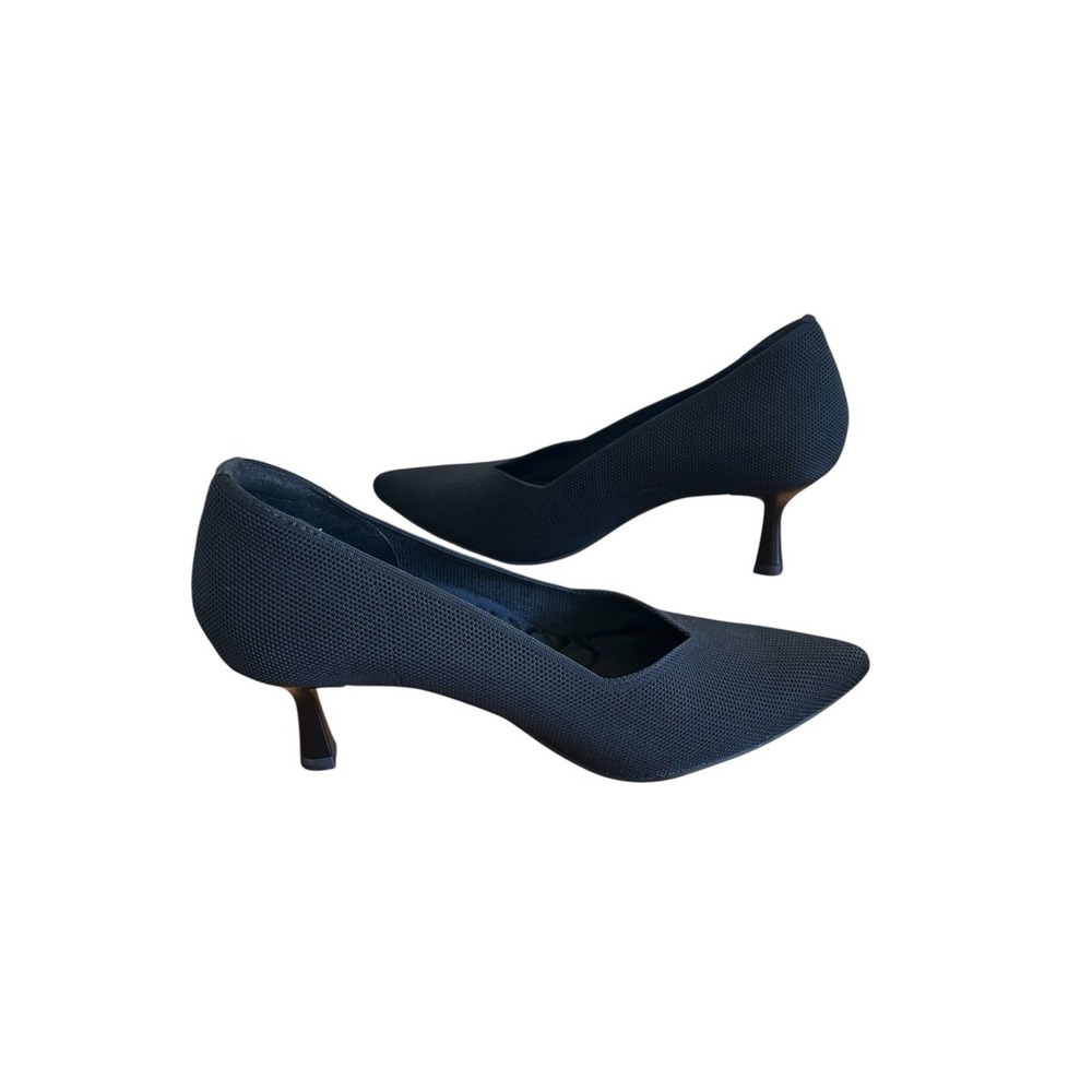 Vivaia Pointy Toe Knit Pumps Black Womens EU Size 40 Mid Kitten Heels